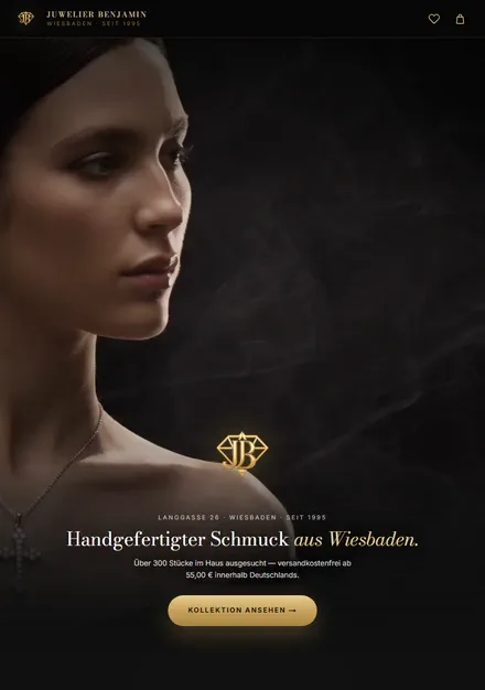 Online-Shop von Juwelier Benjamin auf dem Tablet: Schmuck-Portr&auml;t mit langsamem Zoom und Motivwechsel