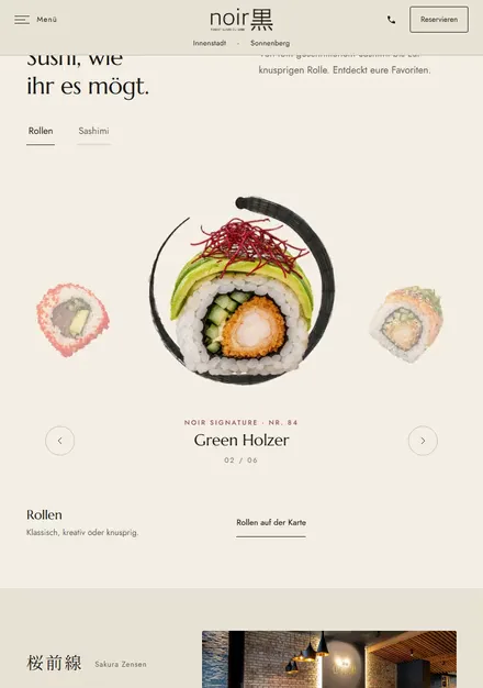 Sushi-Rollen-Karussell von NOIR auf dem Tablet